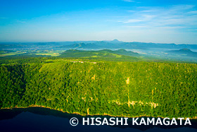 摩周湖　空撮　カルデラ湖　ドローン撮影　北海道　7月